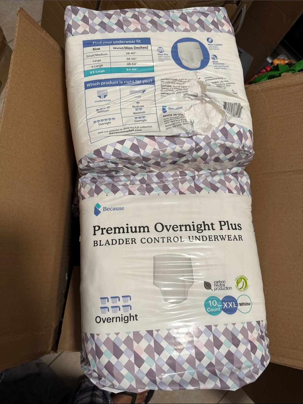 Because Premium Overnight Plus Bladder Control Underwear - (XXL) 20 count